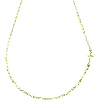 Náhrdelník Stříbrný pozlacený řetízek křížkem na boku délka náhrdelníku 40+3cm