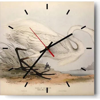 Hodiny Nástěnné hodiny do kuchyně 30x30 Pták Stylové hodiny na skle Loft Tiché