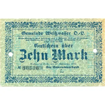 WEISSWASSER, O.L. 10 Mark 1918.