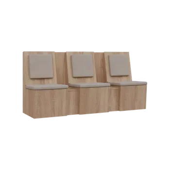 RE LAV - 1900 lavice do čekárny, 3-sedák, 1000x1900x435, dub bardolino, koženka BE 5 - krémová