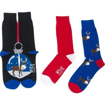 Dámské ponožky cenová akce WILD FEET VÁNOČNÍ vzorované ponožky RUDOLF 39-46 Mix barev