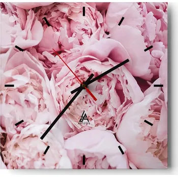 Hodiny Nástěnné hodiny do kuchyně 30x30 Pivoňka Stylové hodiny na skle Loft Tiché