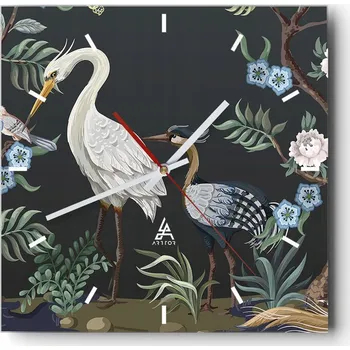 Hodiny Nástěnné hodiny do kuchyně 30x30 Zvířata Stylové hodiny na skle Loft Tiché