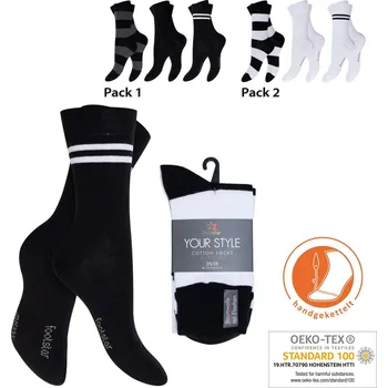 Pánské ponožky Ponožky hladké bílo-černé proužky N61009 35-38 Černá