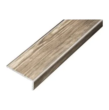Stavební profil ACARA PRAHA s.r.o. AP5 schodová lišta samolepící B, hliník+fólie dub šedožíhaný, v:10 mm, š:25 mm, d:2,7m