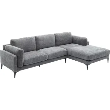 Sedací souprava Rohová pohovka MANHATTAN 295 CM šedá texturovaná tkanina pravá