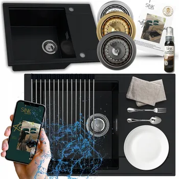 Granitový dřez Jednokomorový granitový dřez Sink Quality SINK1KKO černý