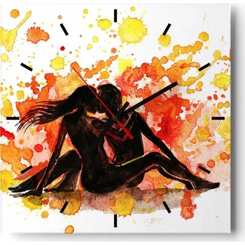 Hodiny Nástěnné hodiny do kuchyně 30x30 Lidé Stylové hodiny na skle Loft Tiché