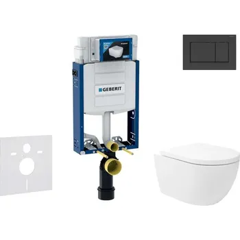 WC sada Geberit Kombifix - Set předstěnové instalace, klozetu Oudee Vortex a sedátka softclose, tlačítko Sigma20, matná černá/černá SANI15CA5134