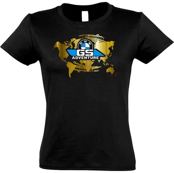 PRINT Dámské triko GOLD s motivem BMW GS ADVENTURE, černé Velikost.: 3XL