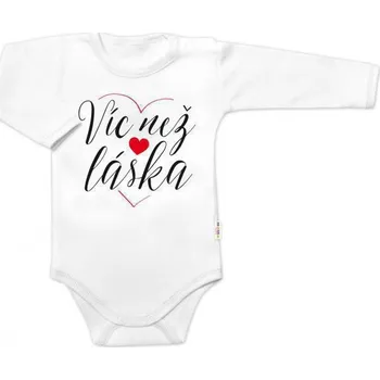 Kojenecký body Baby Nellys Body dlouhý rukáv Víc než láska bílé Vel. 68