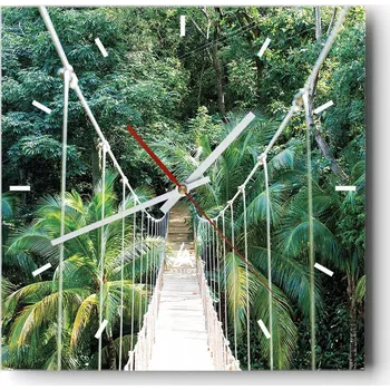 Hodiny Nástěnné hodiny do kuchyně 30x30 Krajina Stylové hodiny na skle Loft Tiché