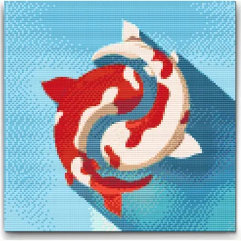 Diamantové malování Diamantové malování - Yin Yang Koi kapr Velikost: 30x30cm, Rámování: Pouze srolované plátno, Diamanty: Čtvercové