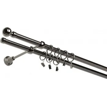 Garnýž Ø 19 ONYX dvoutyč komplet-ROSA Barva: ONYX, Délka: 240 cm, typ kroužků: kroužky se žabkami