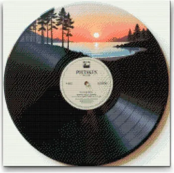 Diamantové malování Diamantové malování - Gramofonová deska 2 Velikost: 50x50cm, Rámování: Pouze srolované plátno, Diamanty: Čtvercové