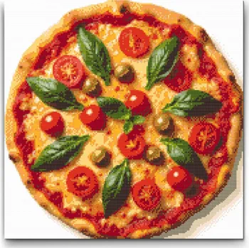 Diamantové malování Diamantové malování - Pizza Velikost: 50x50cm, Rámování: Pouze srolované plátno, Diamanty: Čtvercové