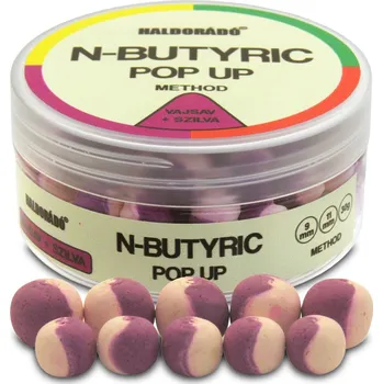 Návnadová surovina Haldorádó Pop-Up N-Butyric Method 30 g 9+11 mm Kyselina Máselná - Švestka