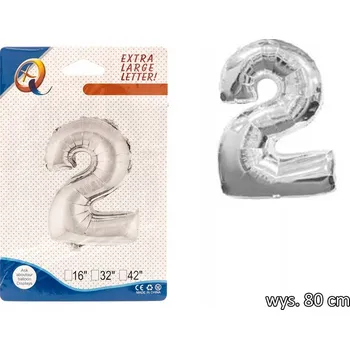 Balónek Fóliový balónek Top Gift číslice 2, 80 cm, stříbrný