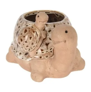 Květináč Obal na květináč želva béžový 15x11,5x10,6 cm