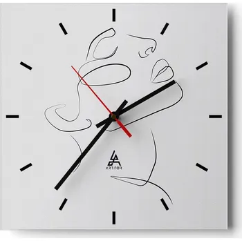 Hodiny Nástěnné hodiny do kuchyně 30x30 Žena Stylové hodiny na skle Loft Tiché