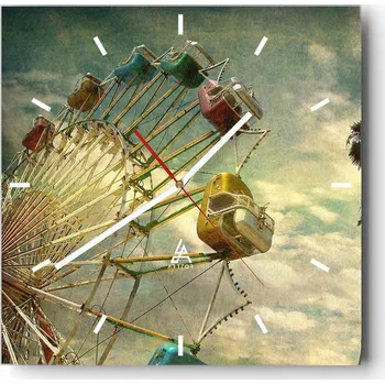 Hodiny Nástěnné hodiny do kuchyně 30x30 Vintage Stylové hodiny na skle Loft Tiché