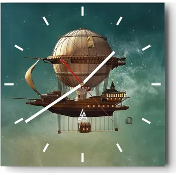 Hodiny Nástěnné hodiny do kuchyně 30x30 Retro Stylové hodiny na skle Loft Tiché