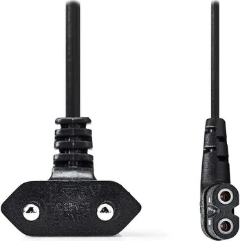 Napájecí kabel NEDIS napájecí kabel pro adaptéry/ Euro zástrčka - konektor IEC-320-C7/ úhlový-úhlový/ dvoulinka/ černý/ bulk/ 3m