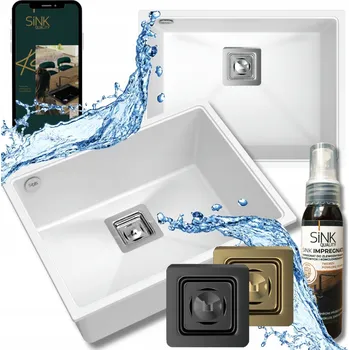 Granitový dřez Jednokomorový granitový dřez Sink Quality ARGON60, bílý