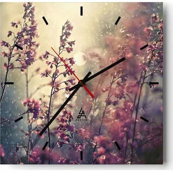 Hodiny Nástěnné hodiny do kuchyně 30x30 Natura Stylové hodiny na skle Loft Tiché