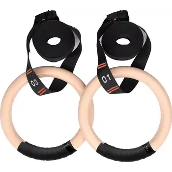 Gymnastický kruh Dřevěné gymnastické kruhy s nastavitelnými popruhy