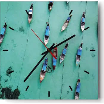 Hodiny Nástěnné hodiny do kuchyně 30x30 Krajina Stylové hodiny na skle Loft Tiché