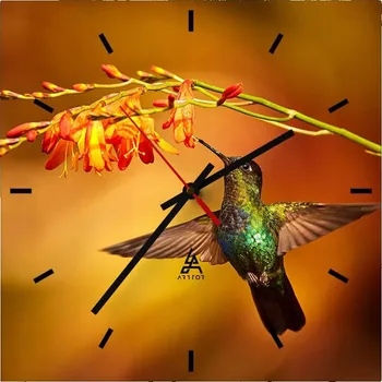 Hodiny Nástěnné hodiny do kuchyně 30x30 Kolibřík Stylové hodiny na skle Loft Tiché