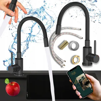 Vodovodní baterie Kuchyňská stojánková baterie Sink Quality MEGAN černá