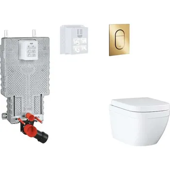 Klozet Grohe Uniset - Set předstěnové instalace, klozetu, sedátka SoftClose a tlačítka Arena Cosmopolitan S, Triple Vortex, Cool Sunrise SANI15BB4110