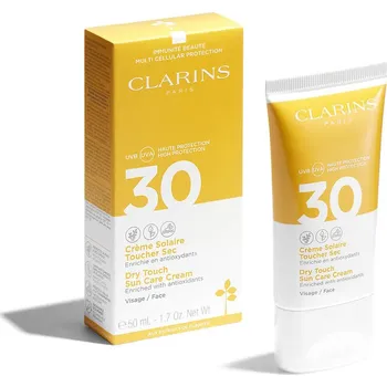 Přípravek na opalování Clarins Opalovací krém na obličej s matným efektem Dry Touch