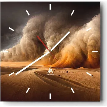 Hodiny Nástěnné hodiny do kuchyně 30x30 Poušť Stylové hodiny na skle Loft Tiché