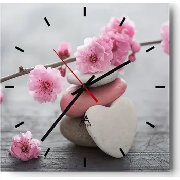 Hodiny Nástěnné hodiny do kuchyně 30x30 Srdce Stylové hodiny na skle Loft Tiché