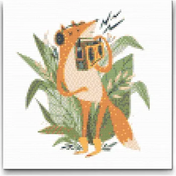 Diamantové malování Diamantové malování - Ilustrace - Liška s radiem Velikost: 30x30cm, Rámování: Pouze srolované plátno, Diamanty: Kulaté
