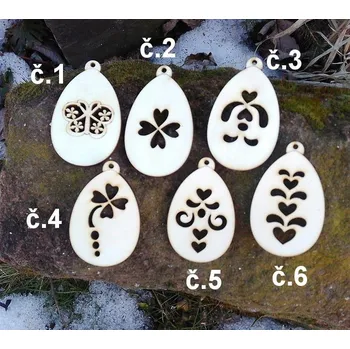 Vánoční dekorace Dřevěný výřez vajíčko ozdoba vel.3 č.4