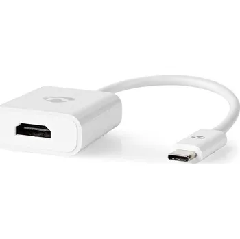 Datový kabel NEDIS redukční kabel s adaptérem/ USB-C zástrčka – HDMI zásuvka/ bílý/ blistr/ 20cm