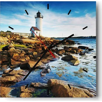 Hodiny Nástěnné hodiny do kuchyně 30x30 Krajina Stylové hodiny na skle Loft Tiché