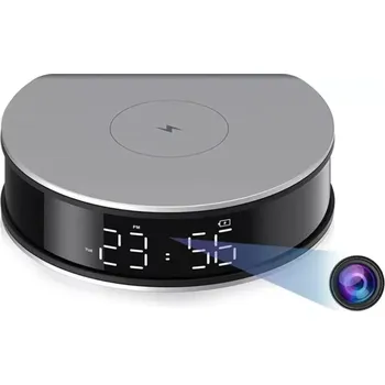 Budík Špionážní budík se skrytou Full HD IP kamerou a bezdrátovým dobíjením - H300