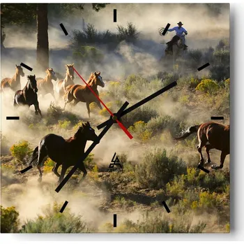 Hodiny Nástěnné hodiny do kuchyně 30x30 Krajina Stylové hodiny na skle Loft Tiché