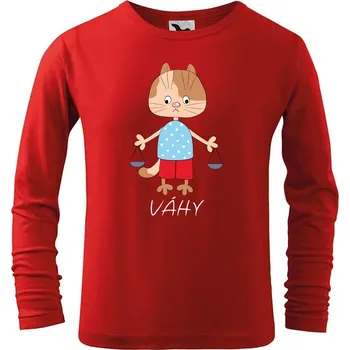 Chlapecké tričko DOBRÝ TRIKO Dětské bavlněné triko Zvěrokruh kočka Váhy Velikost: 158/12 let, Barva: Červená