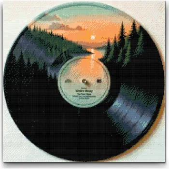 Diamantové malování Diamantové malování - Gramofonová deska 3 Velikost: 50x50cm, Rámování: Pouze srolované plátno, Diamanty: Kulaté