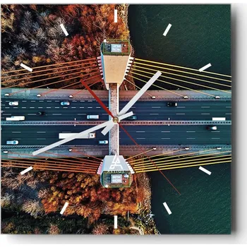 Hodiny Nástěnné hodiny do kuchyně 30x30 Varšava Stylové hodiny na skle Loft Tiché