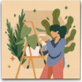 Diamantové malování Diamantové malování - Ilustrace - Pokojové květiny 2 Velikost: 30x30cm, Rámování: Pouze srolované plátno, Diamanty: Čtvercové