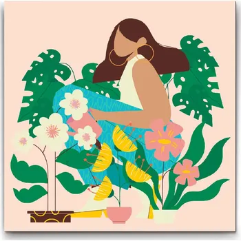 Malování podle čísel - Ilustrace - Pokojovky Velikost: 50x50cm, Rámování: Pouze srolované plátno