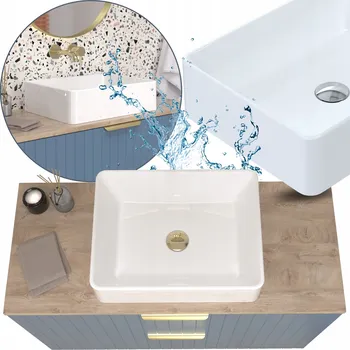 Umyvadlo UMYVADLO NA DESKU 50 OBDÉLNÍKOVÉ BÍLÉ KOUPELNOVÉ BEZ PREPADU CAROLINE