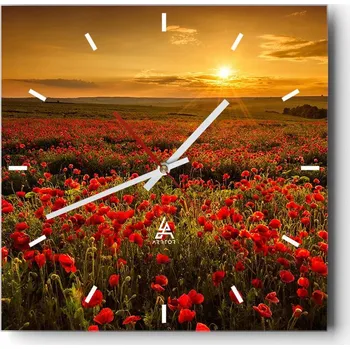 Hodiny Nástěnné hodiny do kuchyně 30x30 Krajina Stylové hodiny na skle Loft Tiché